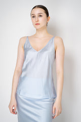 Dorothee Schumacher Stretch Silk-Satin V-neck Camisole in Light Blue Vancouver. Shop Online or in Store.