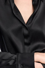 Dorothee Schumacher Stretch Silk Satin Blouse in Black Vancouver. Shop Online or in Store.