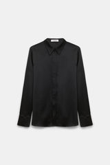 Dorothee Schumacher Stretch Silk Satin Blouse in Black Vancouver. Shop Online or in Store.