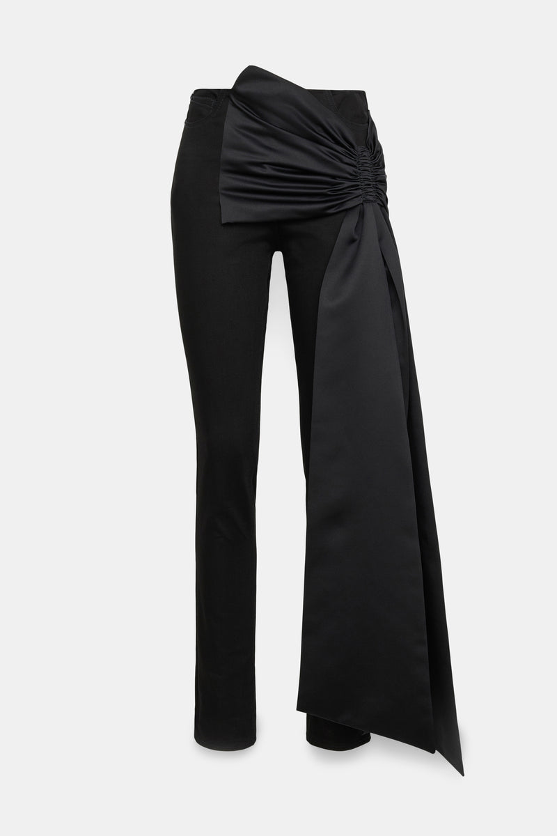 Dorothee Schumacher Tapered Leg Skinny Jeans with Satin Bow in Black Vancouver. Shop Online or in Store.