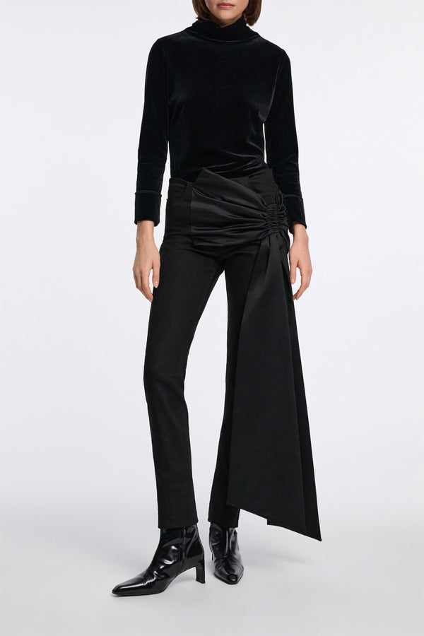 Dorothee Schumacher Tapered Leg Skinny Jeans with Satin Bow in Black Vancouver. Shop Online or in Store.