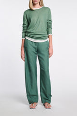 Dorothee Schumacher Technical Linen O-Leg Pants in Green Vancouver. Shop Online or in Store.
