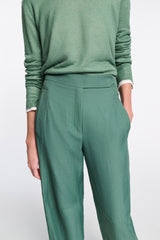 Dorothee Schumacher Technical Linen O-Leg Pants in Green Vancouver. Shop Online or in Store.
