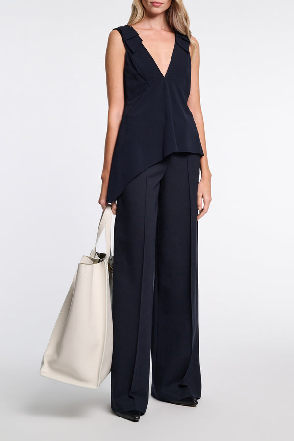 Dorothee Schumacher V-Neck Tank Top with Wide Straps in Navy. Shop Online or in Store.