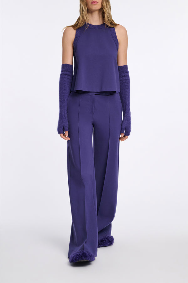 Dorothee Schumacher Virgin Merino-Cashmere Fuzzy Knit Arm-Warmers in Lavendel Night Vancouver. Shop Online or in Store.