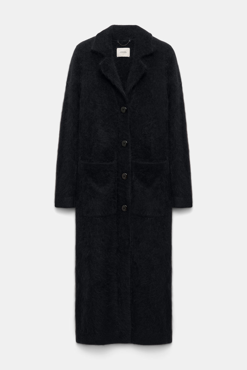 Dorothee Schumacher Virgin Merino-Cashmere Fuzzy Knit Coat in Black Vancouver. Shop Online or in Store.