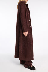 Dorothee Schumacher Virgin Merino-Cashmere Fuzzy Knit Coat in Chocolate Brown Vancouver. Shop Online or in Store.