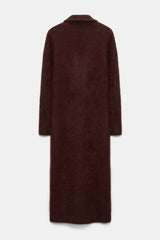 Dorothee Schumacher Virgin Merino-Cashmere Fuzzy Knit Coat in Chocolate Brown Vancouver. Shop Online or in Store.