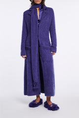 Dorothee Schumacher Virgin Merino-Cashmere Fuzzy Knit Coat in Lavendel Night Vancouver. Shop Online or in Store.