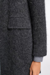Dorothee Schumacher Virgin Merino-Cashmere Fuzzy Knit Collared Jacket in Dark Grey Vancouver. Shop Online or in Store.