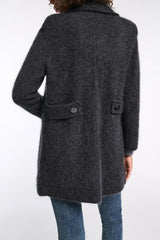 Dorothee Schumacher Virgin Merino-Cashmere Fuzzy Knit Collared Jacket in Dark Grey Vancouver. Shop Online or in Store.