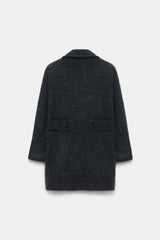 Dorothee Schumacher Virgin Merino-Cashmere Fuzzy Knit Collared Jacket in Dark Grey Vancouver. Shop Online or in Store.