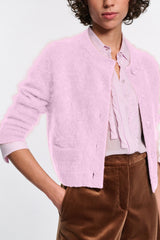 Dorothee Schumacher Virgin Merino-Cashmere Fuzzy Knit Cropped Cardigan in Orchidee Vancouver. Shop Online or in Store.
