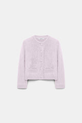 Dorothee Schumacher Virgin Merino-Cashmere Fuzzy Knit Cropped Cardigan in Orchidee Vancouver. Shop Online or in Store.