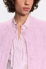 Dorothee Schumacher Virgin Merino-Cashmere Fuzzy Knit Cropped Cardigan in Orchidee Vancouver. Shop Online or in Store.