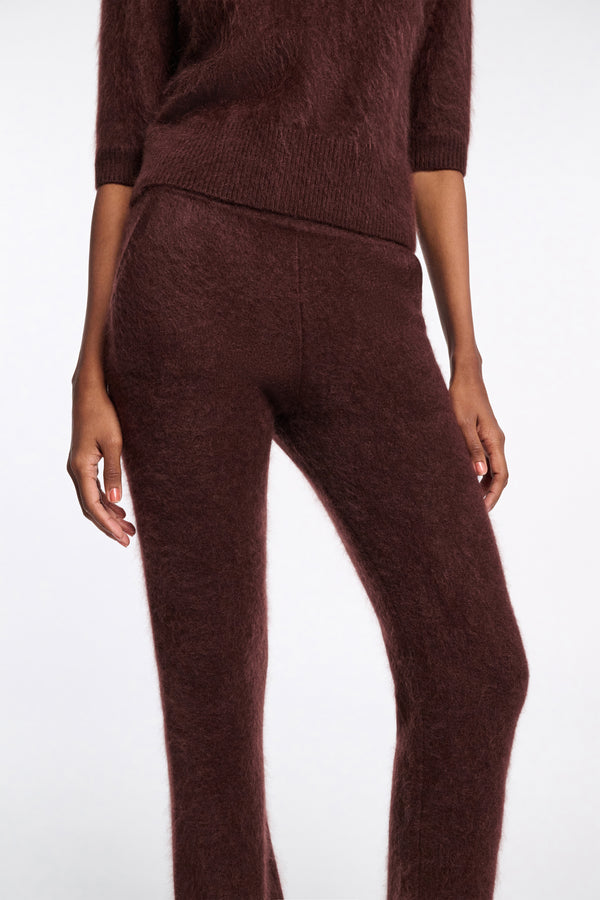 Dorothee Schumacher Virgin Merino-Cashmere Fuzzy Knit Pants in Chocolate Brown Vancouver. Shop Online or in Store.