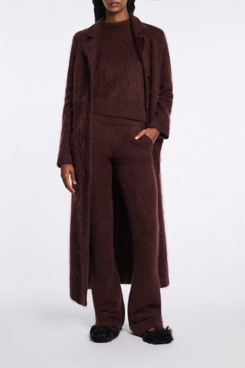 Dorothee Schumacher Virgin Merino-Cashmere Fuzzy Knit Pants in Chocolate Brown Vancouver. Shop Online or in Store.