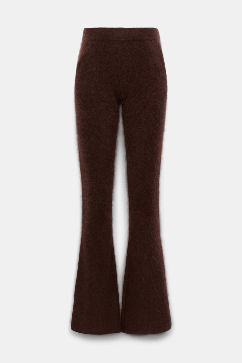 Dorothee Schumacher Virgin Merino-Cashmere Fuzzy Knit Pants in Chocolate Brown Vancouver. Shop Online or in Store.