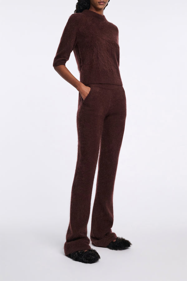 Dorothee Schumacher Virgin Merino-Cashmere Fuzzy Knit Pants in Chocolate Brown Vancouver. Shop Online or in Store.