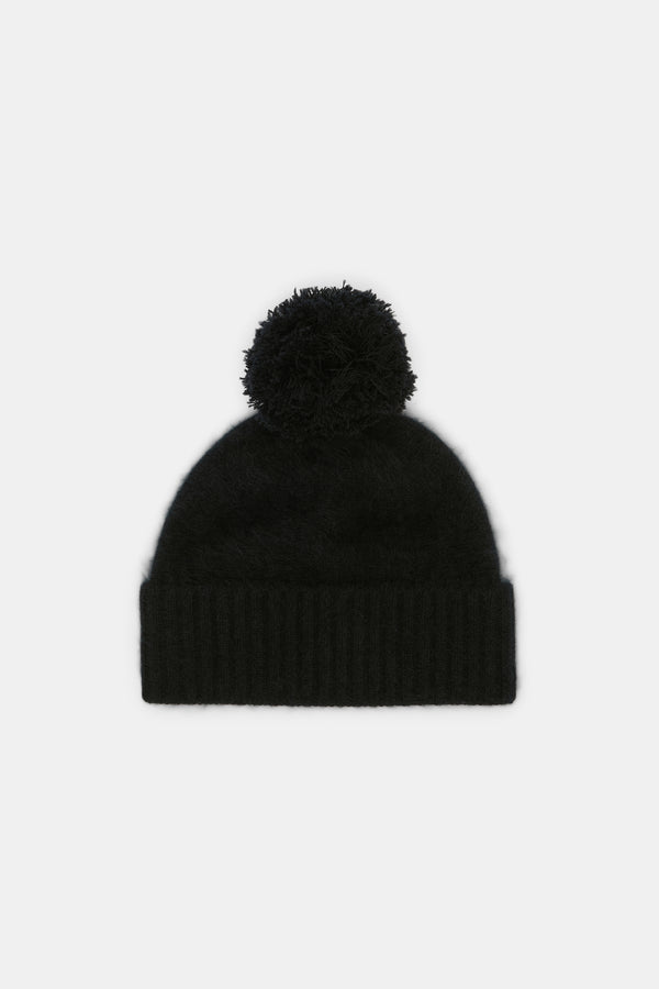 Dorothee Schumacher Virgin Merino-Cashmere Fuzzy Knit Toque in Black Vancouver. Shop Online or in Store.