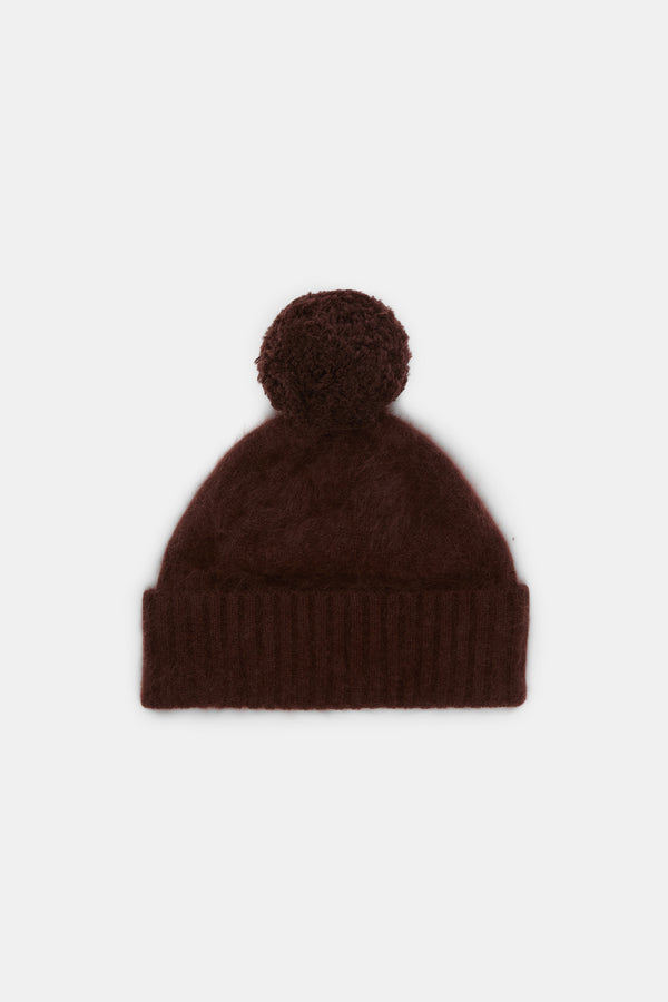 Dorothee Schumacher Virgin Merino-Cashmere Fuzzy Knit Toque in Brown Vancouver. Shop Online or in Store.