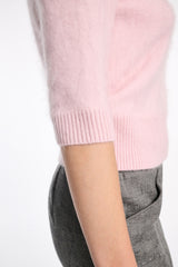 Dorothee Schumacher Virgin Merino-Cashmere Fuzzy Knit Turtleneck Pullover in Candy Rose Vancouver. Shop Online or in Store.