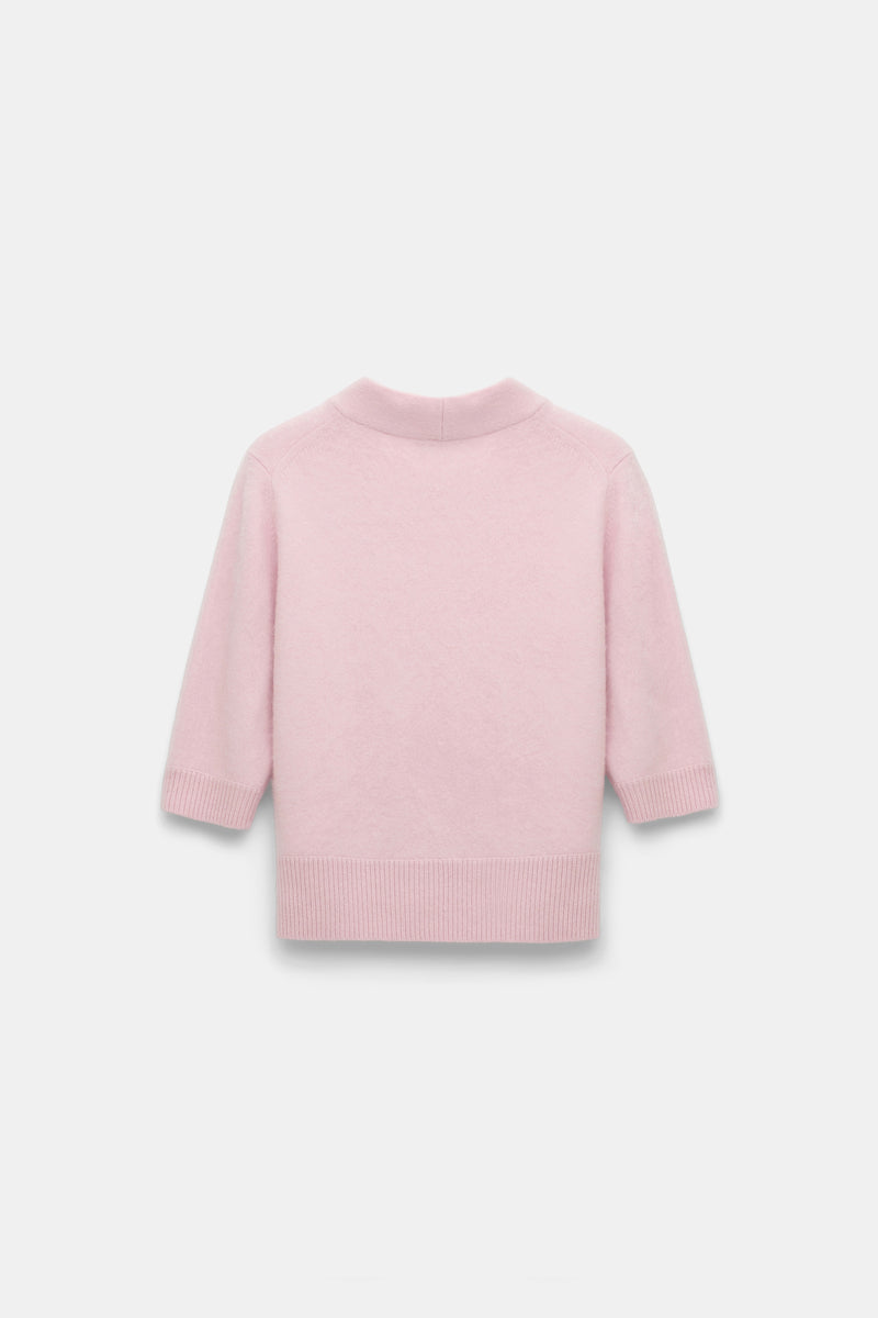 Dorothee Schumacher Virgin Merino-Cashmere Fuzzy Knit Turtleneck Pullover in Candy Rose Vancouver. Shop Online or in Store.