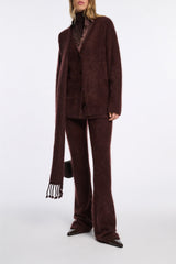 Dorothee Schumacher Virgin Merino-Cashmere Fuzzy Knit V-Neck Cardigan in Chocolate Brown Vancouver. Shop Online or in Store.