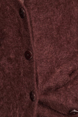Dorothee Schumacher Virgin Merino-Cashmere Fuzzy Knit V-Neck Cardigan in Chocolate Brown Vancouver. Shop Online or in Store.