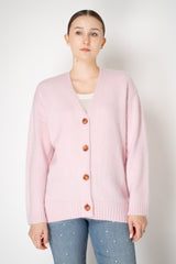 Dorothee Schumacher Virgin Merino-Cashmere Fuzzy Knit V-neck Cardigan in Pink Vancouver. Shop Online or in Store