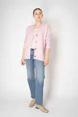 Dorothee Schumacher Virgin Merino-Cashmere Fuzzy Knit V-neck Cardigan in Pink Vancouver. Shop Online or in Store