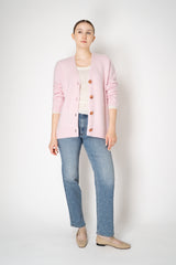 Dorothee Schumacher Virgin Merino-Cashmere Fuzzy Knit V-neck Cardigan in Pink Vancouver. Shop Online or in Store