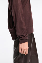 Dorothee Schumacher Virgin Merino Deep V-neck Pullover in Chocolate Brown Vancouver. Shop Online or in Store.)