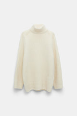 Dorothee Schumacher Virgin Wool-Alpaca Knit Oversized Turtleneck Pullover in Off-White Vancouver. Shop Online or in Store.