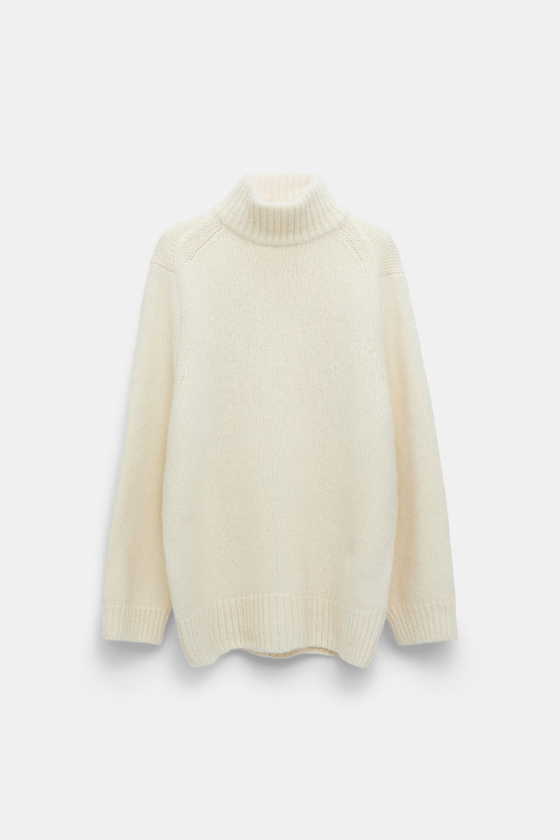 Dorothee Schumacher Virgin Wool-Alpaca Knit Oversized Turtleneck Pullover in Off-White Vancouver. Shop Online or in Store.