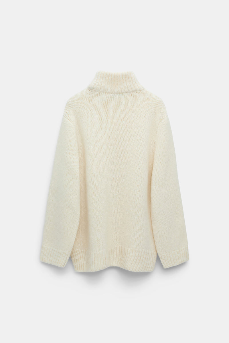 Dorothee Schumacher Virgin Wool-Alpaca Knit Oversized Turtleneck Pullover in Off-White Vancouver. Shop Online or in Store.