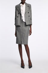 Dorothee Schumacher Virgin Wool Tweed Pencil Skirt in Pepper and Salt Vancouver. Shop Online or in Store.