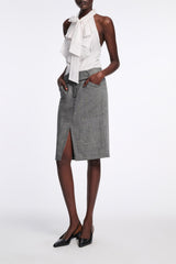 Dorothee Schumacher Virgin Wool Tweed Pencil Skirt in Pepper and Salt Vancouver. Shop Online or in Store.
