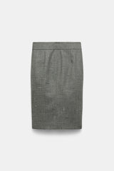 Dorothee Schumacher Virgin Wool Tweed Pencil Skirt in Pepper and Salt Vancouver. Shop Online or in Store.