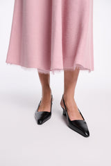 Dorothee Schumacher Viscose Crepe Piqué A-Line Midi Skirt in Lilac Pink Vancouver. Shop Online or in Store.