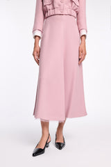 Dorothee Schumacher Viscose Crepe Piqué A-Line Midi Skirt in Lilac Pink Vancouver. Shop Online or in Store.