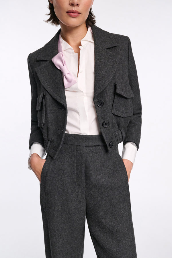 Dorothee Schumacher Viscose Cropped Jacket in Grey Vancouver. Shop Online or in Store.