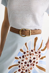 Dorothee Schumacher Waxed Suede Belt in Terracotta Vancouver. Shop Online or in Store.