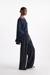 Dorothee Schumacher Wide Sleeves Blouse in Habotai Silk in Navy Vancouver. Shop Online or in Store.