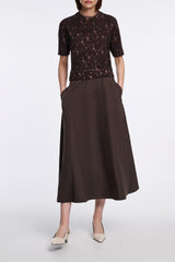 Dorothee Schumacher Wool Cashmere Floral Short Sleeve Pullover in Brown Vancouver. Shop Online or in Store.