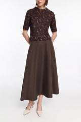 Dorothee Schumacher Wool Cashmere Floral Short Sleeve Pullover in Brown Vancouver. Shop Online or in Store.