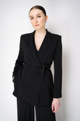 Erika Cavallini Cady Double Breasted Blazer with Tie Belt in Black Vancouver. Shop Online or in Store.
