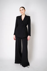 Erika Cavallini Cady Double Breasted Blazer with Tie Belt in Black Vancouver. Shop Online or in Store.