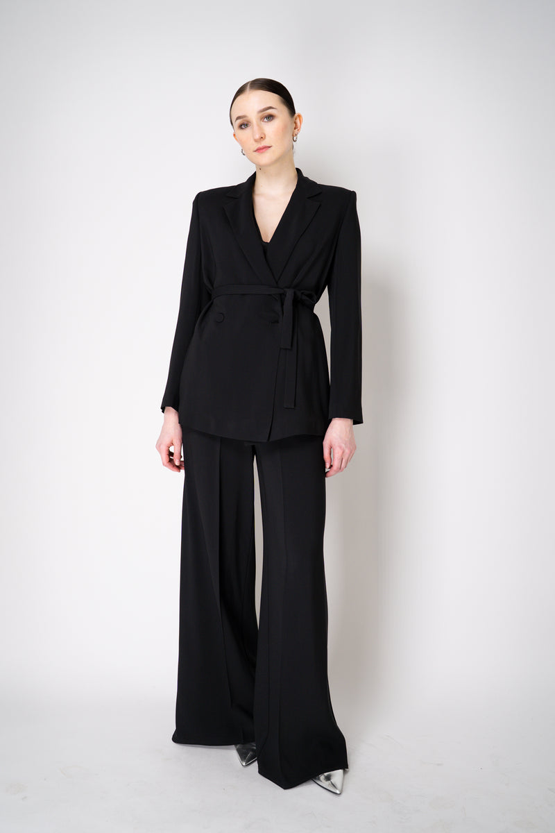 Erika Cavallini Cady Double Breasted Blazer with Tie Belt in Black Vancouver. Shop Online or in Store.