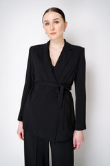 Erika Cavallini Cady Double Breasted Blazer with Tie Belt in Black Vancouver. Shop Online or in Store.